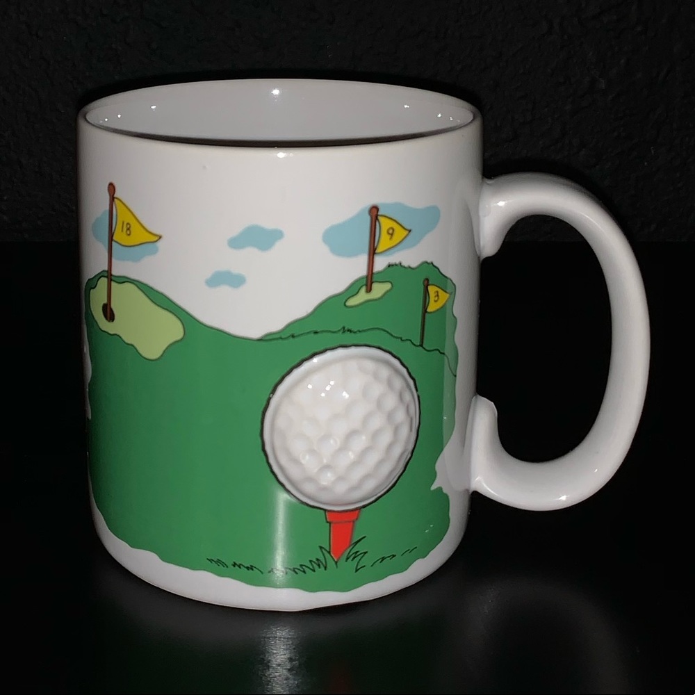 Russ Berrie 3D golf ball coffee cup mug